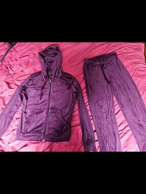 Purple Velour/Velvet Tracksuit (Size Medium)